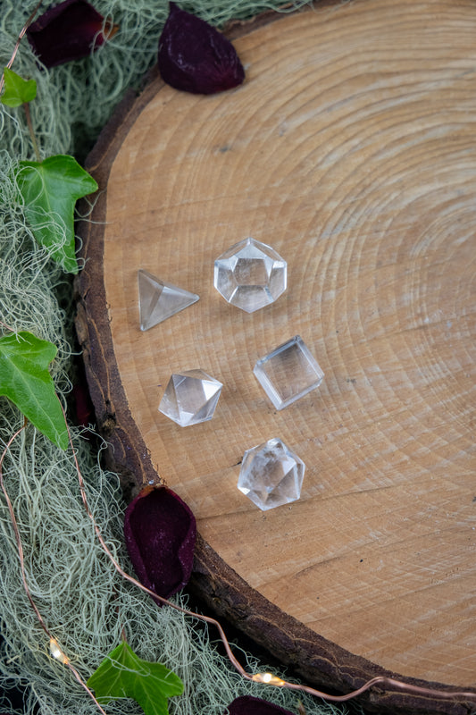 Clear Quartz Platonic Solids Set