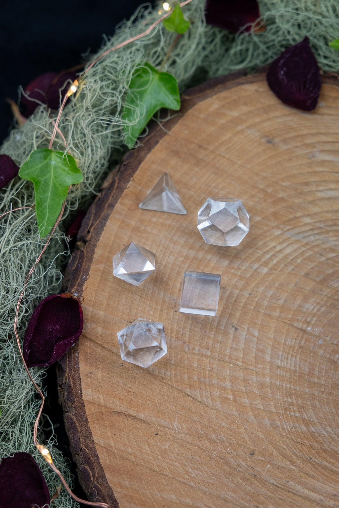 Clear Quartz Platonic Solids Set