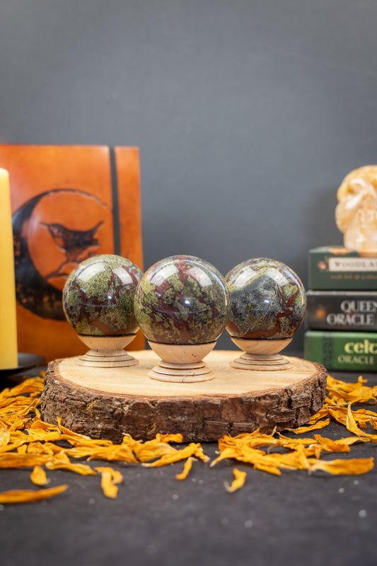 Dragon Stone Sphere, Healing Crystal Gemstone Sphere for Courage, Strength, Heart Healing and Transformation