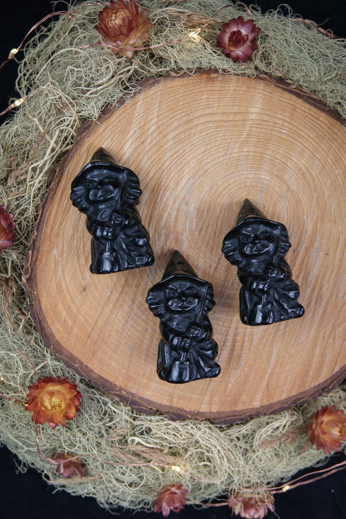 Black Obsidian Witch Carving