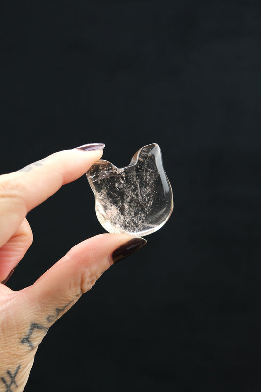 Smokey Quartz Cat Head Carving