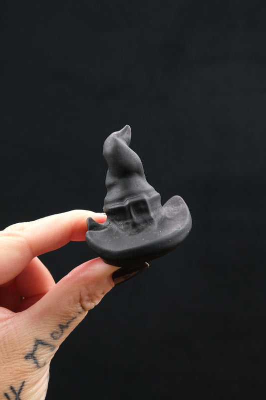 Black Obsidian Witch's Hat Carving