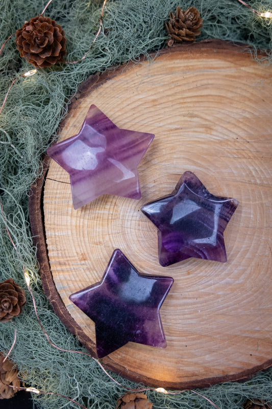 Purple Fluorite Star Crystal, Polished Gemstone Star, Healing Stone for Focus, Intuition and Clarity, Crystal Gift, Calm Energy, Mineral