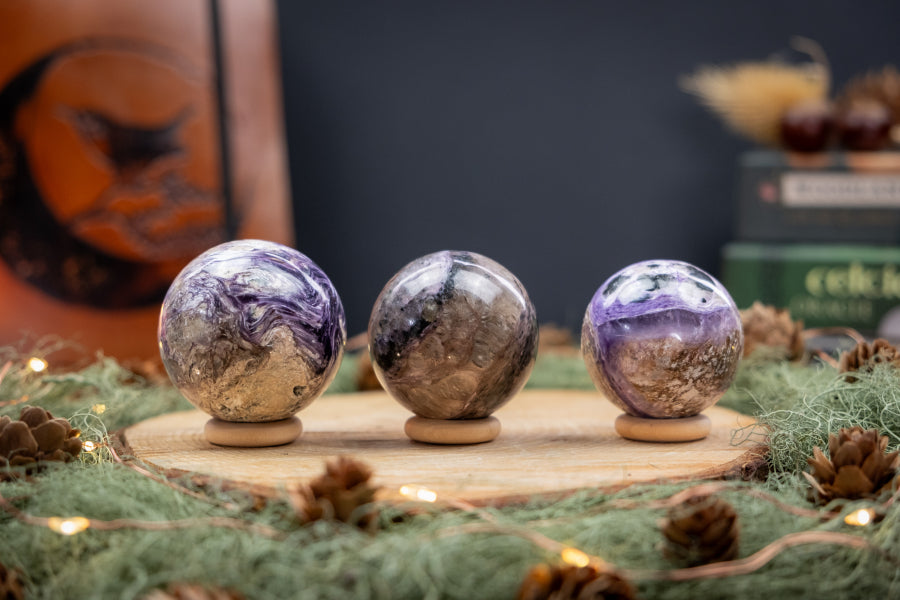 Charoite Crystal Sphere, Rare Russian Gemstone Ball for Transformation, Intuition and Inner Strength, Polished Healing Stone