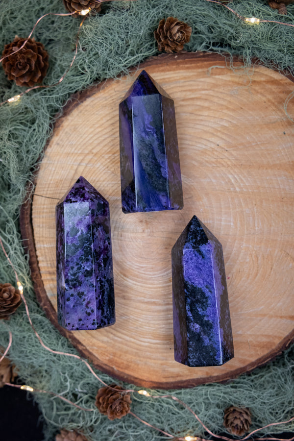 High Grade Charoite Crystal Point, Rare Purple Gemstone Tower for Spiritual Growth, Emotional Healing and Crown Chakra Alignment