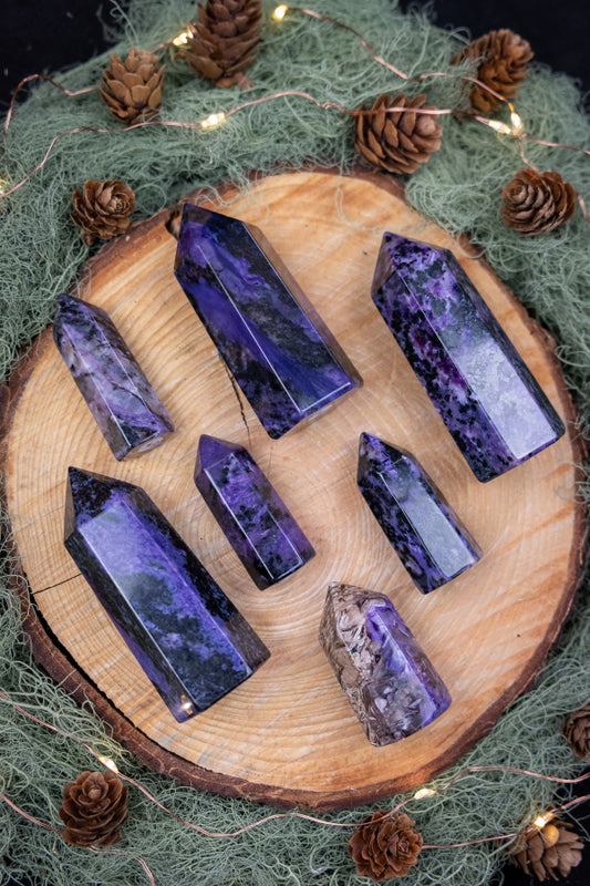 High Grade Charoite Crystal Point, Rare Purple Gemstone Tower for Spiritual Growth, Emotional Healing and Crown Chakra Alignment