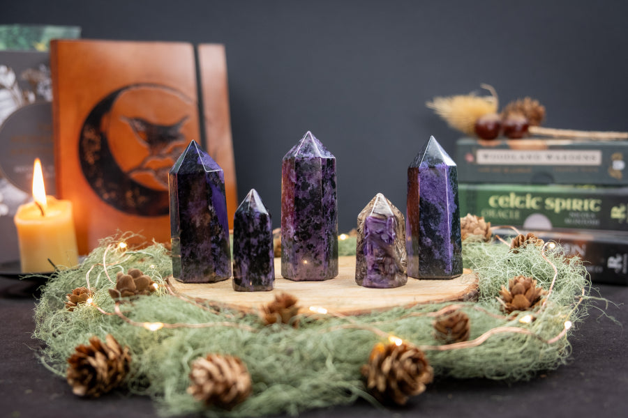 High Grade Charoite Crystal Point, Rare Purple Gemstone Tower for Spiritual Growth, Emotional Healing and Crown Chakra Alignment