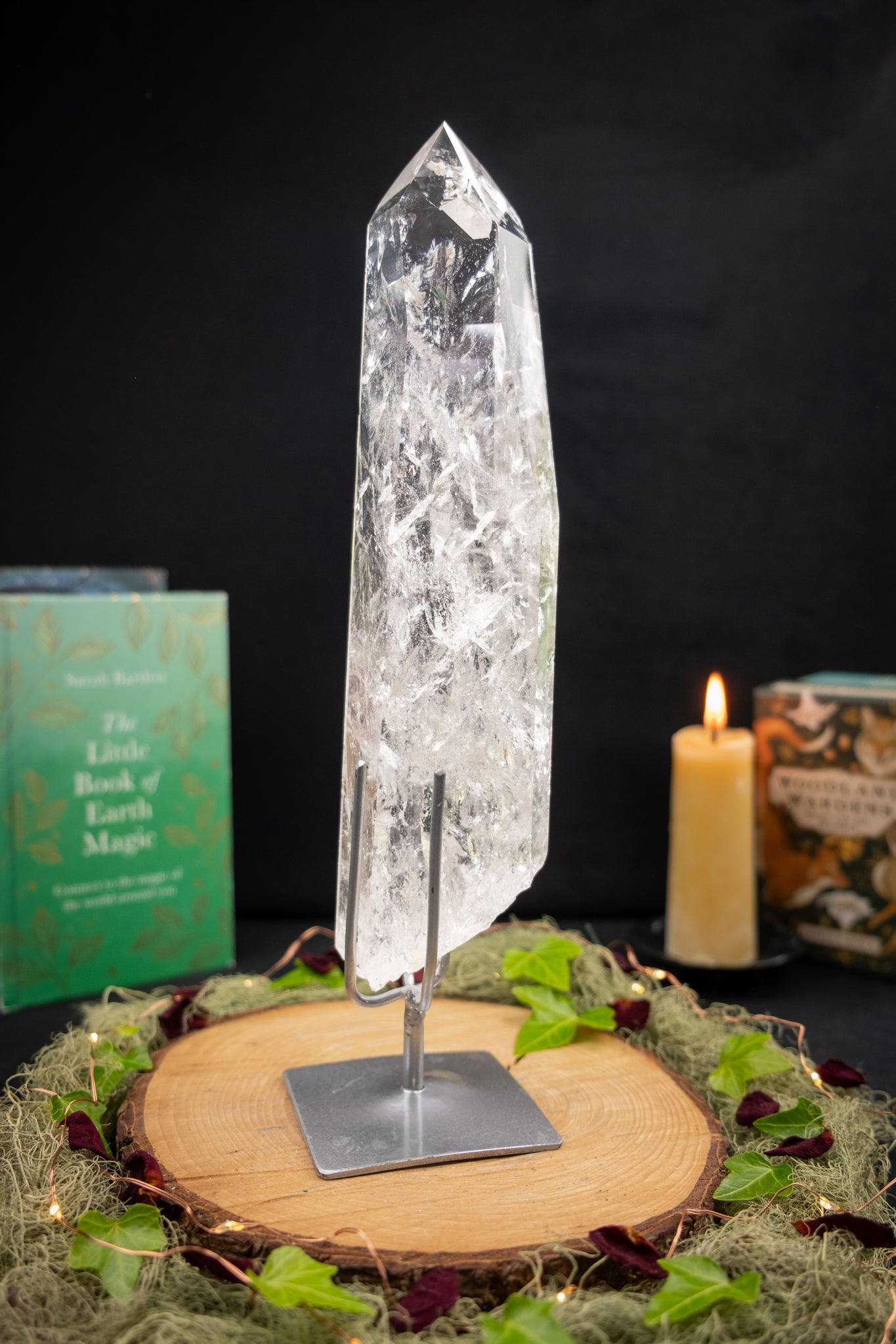 Manifest Lemurian Quartz Point on Stand