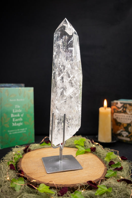 Manifest Lemurian Quartz Point on Stand