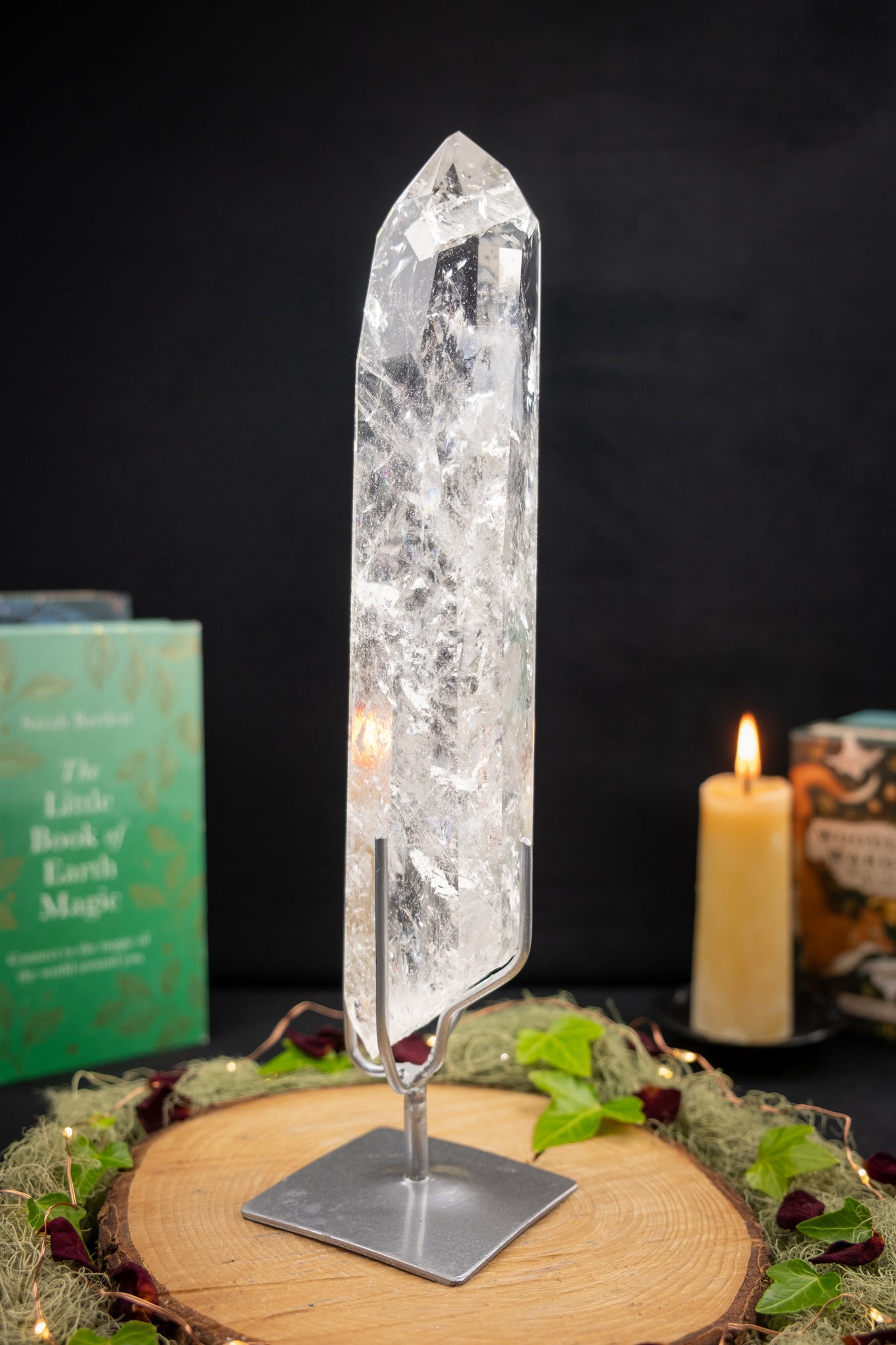 Manifest Lemurian Quartz Point on Stand