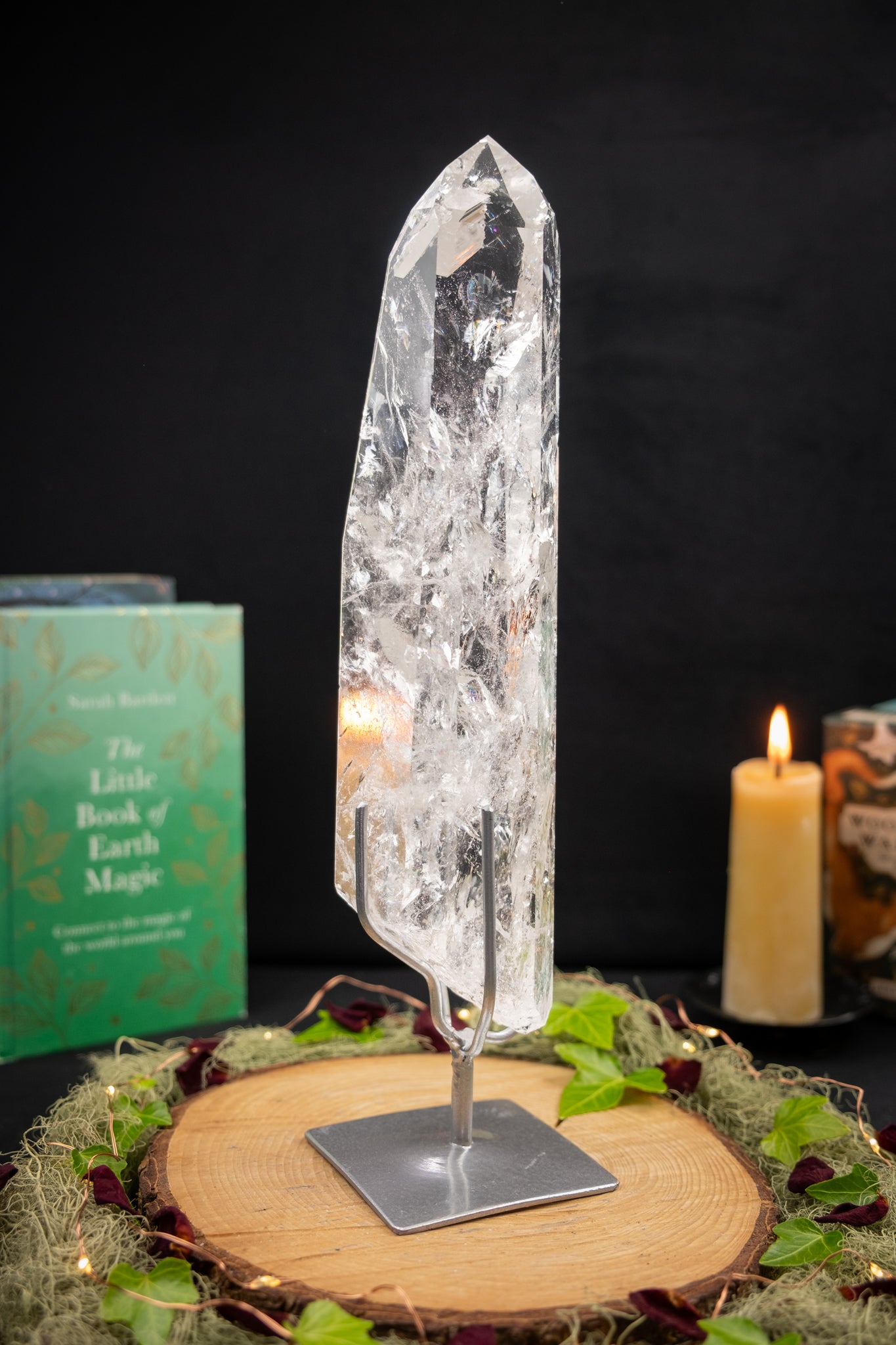 Manifest Lemurian Quartz Point on Stand