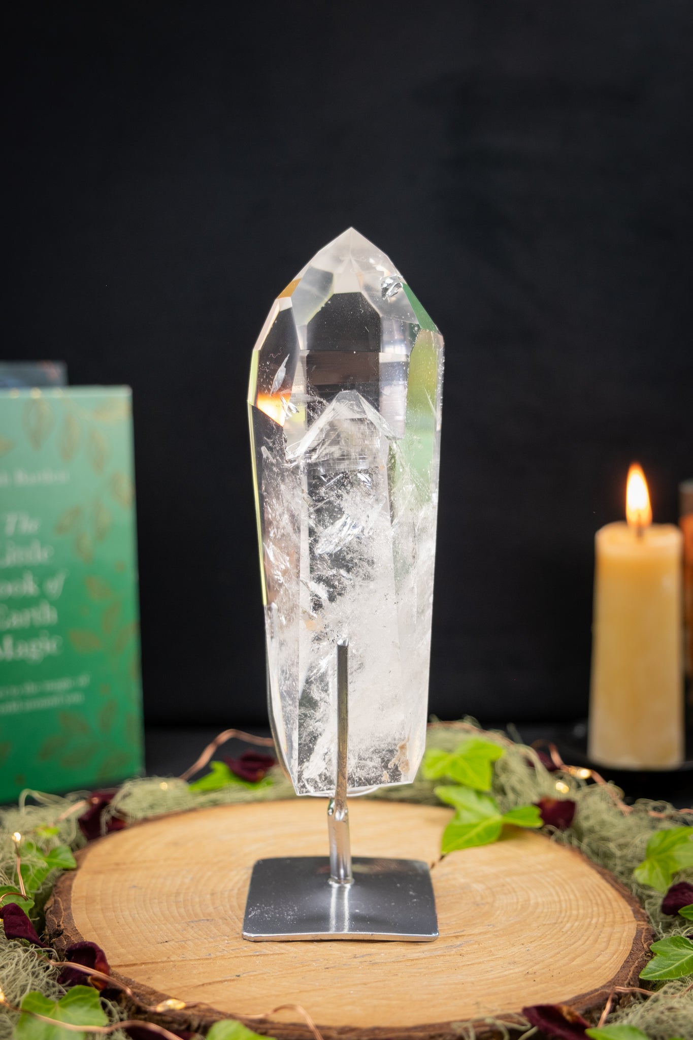 Twin Lemurian Quartz DT on Stand