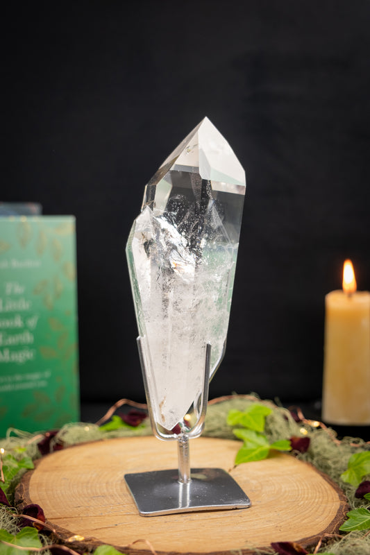 Twin Lemurian Quartz DT on Stand