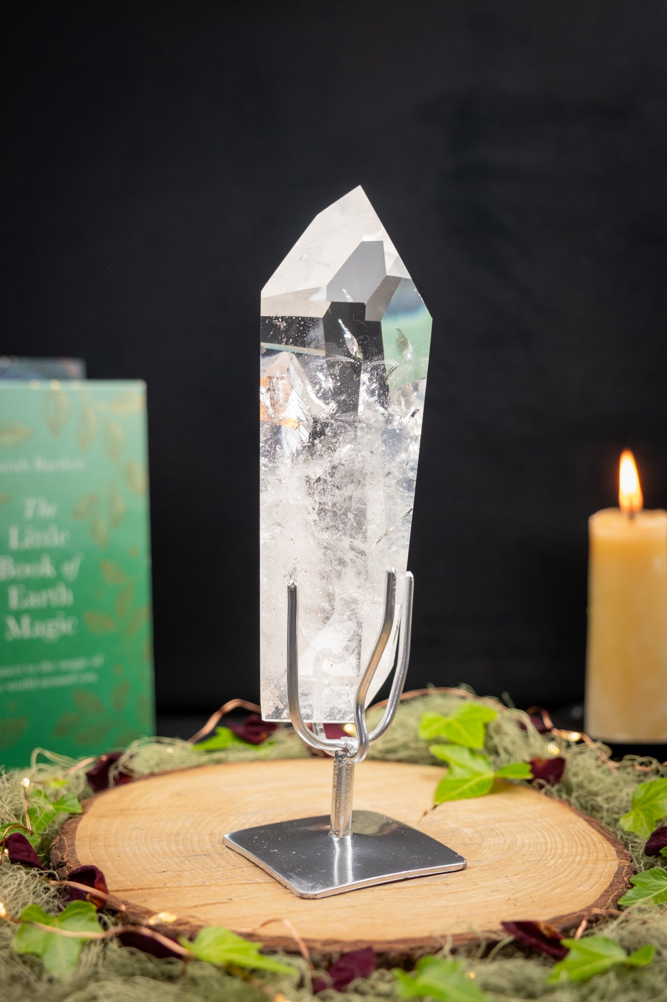 Twin Lemurian Quartz DT on Stand