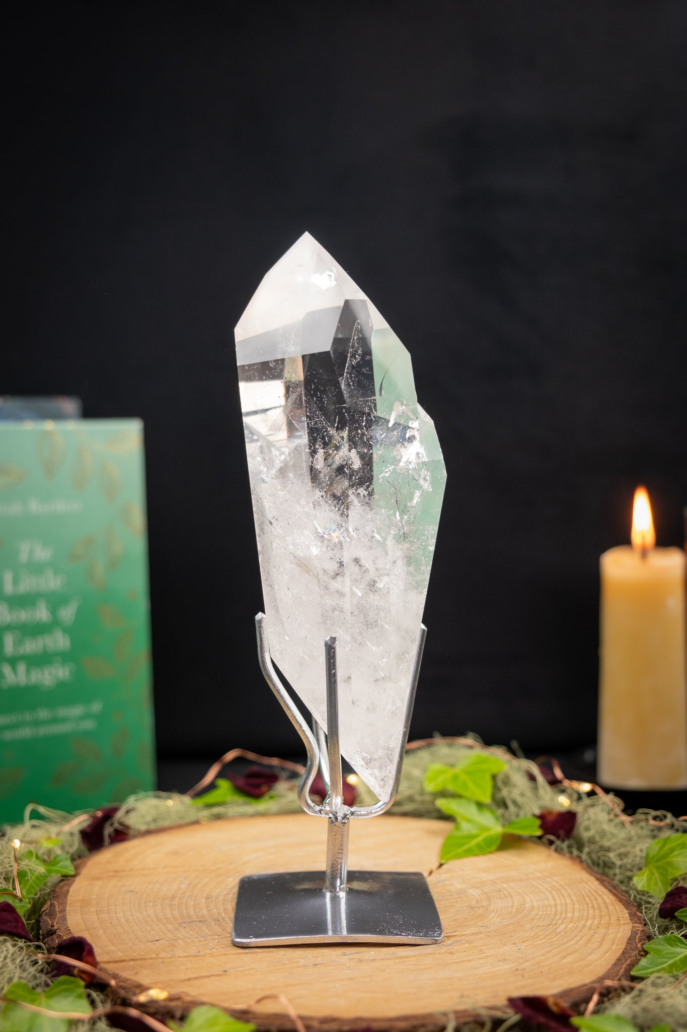 Twin Lemurian Quartz DT on Stand