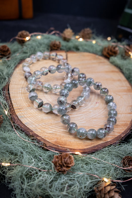Shamanic Dream Quartz Bracelet, Garden Quartz Crystal Gemstone Beads, Large 11-12mm A Grade, Dream Stone for Meditation and Clarity