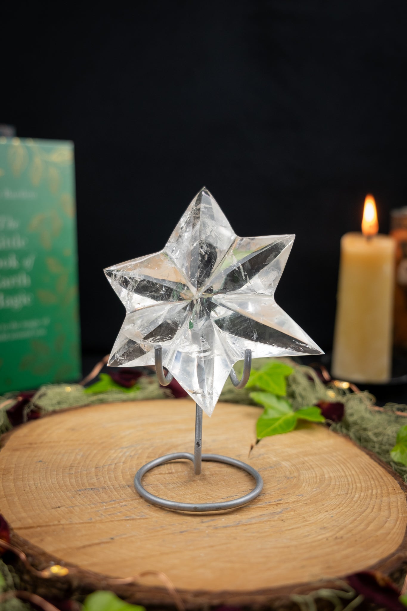 Lemurian Quartz Star on Custom Stand