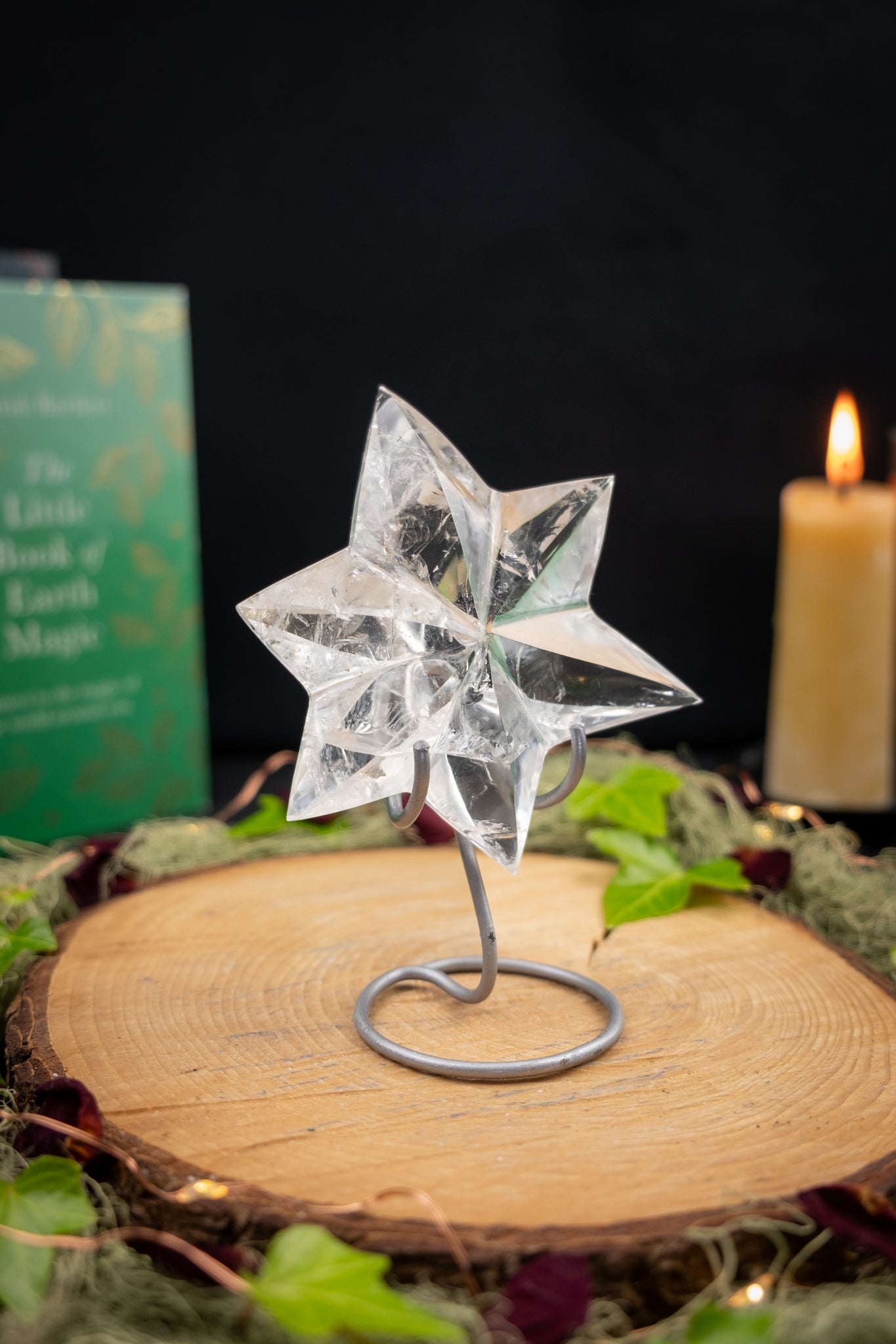 Lemurian Quartz Star on Custom Stand