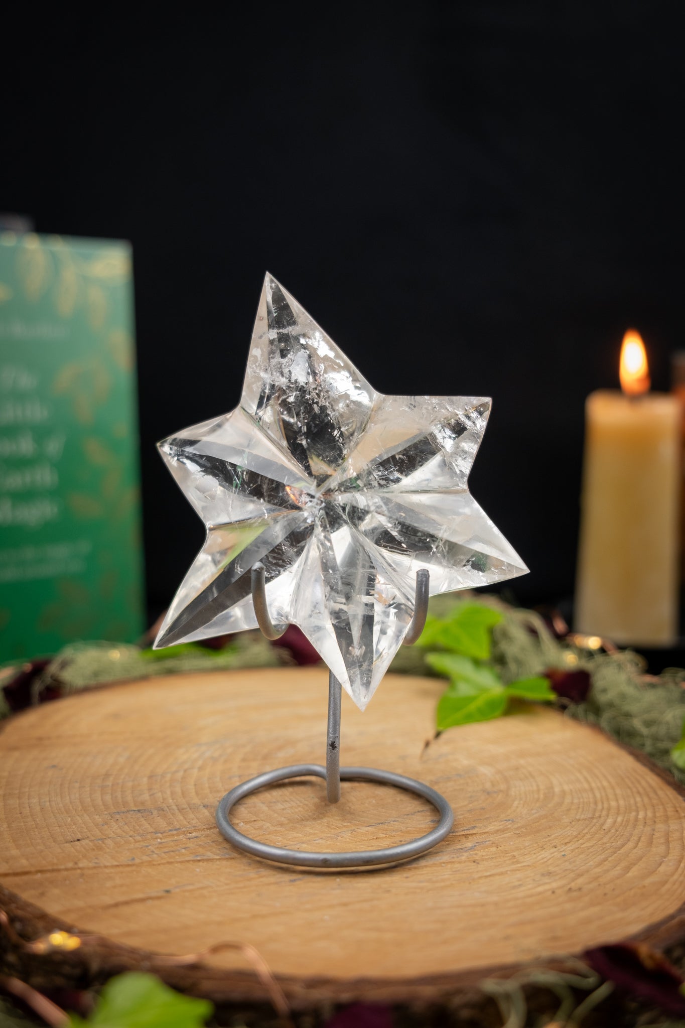 Lemurian Quartz Star on Custom Stand