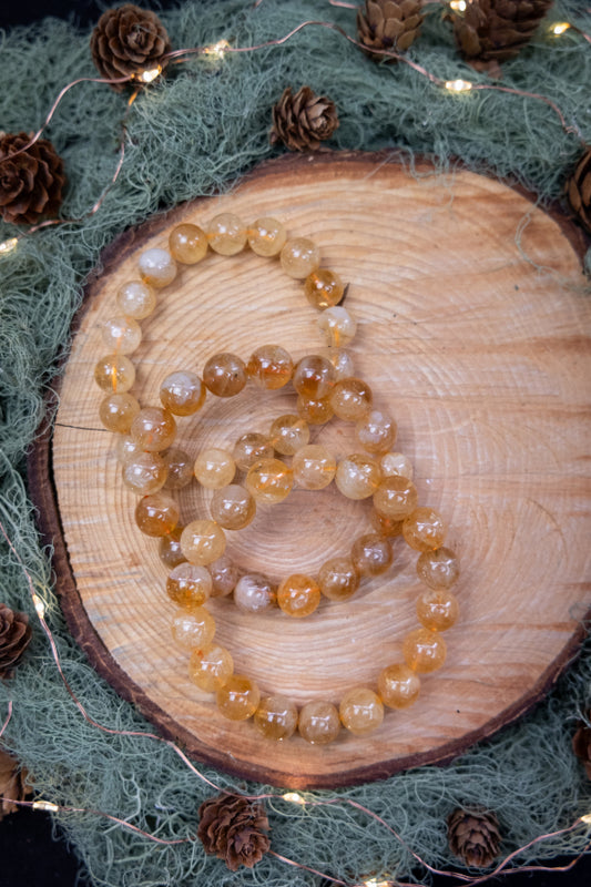 Heat Treated Citrine Gemstone Bracelet, 11–12mm Beads, Radiant Crystal for Joy, Positivity and Abundance