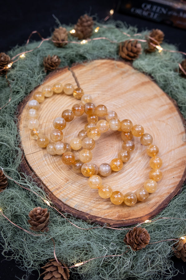 Heat Treated Citrine Gemstone Bracelet, 11–12mm Beads, Radiant Crystal for Joy, Positivity and Abundance