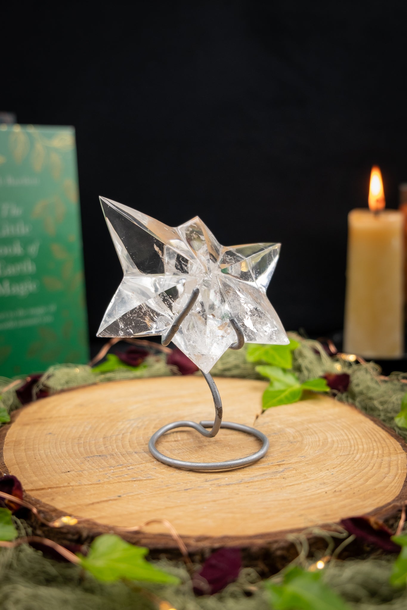 Lemurian Quartz Star on Custom Stand
