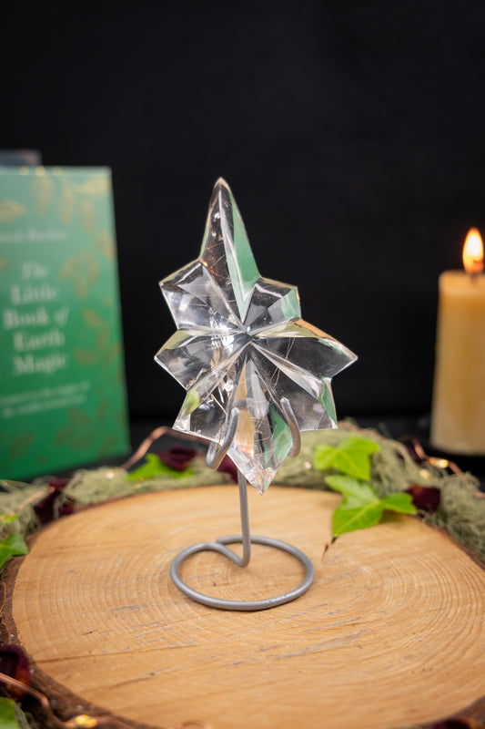 Lemurian Quartz Star with Rutile on Custom Stand