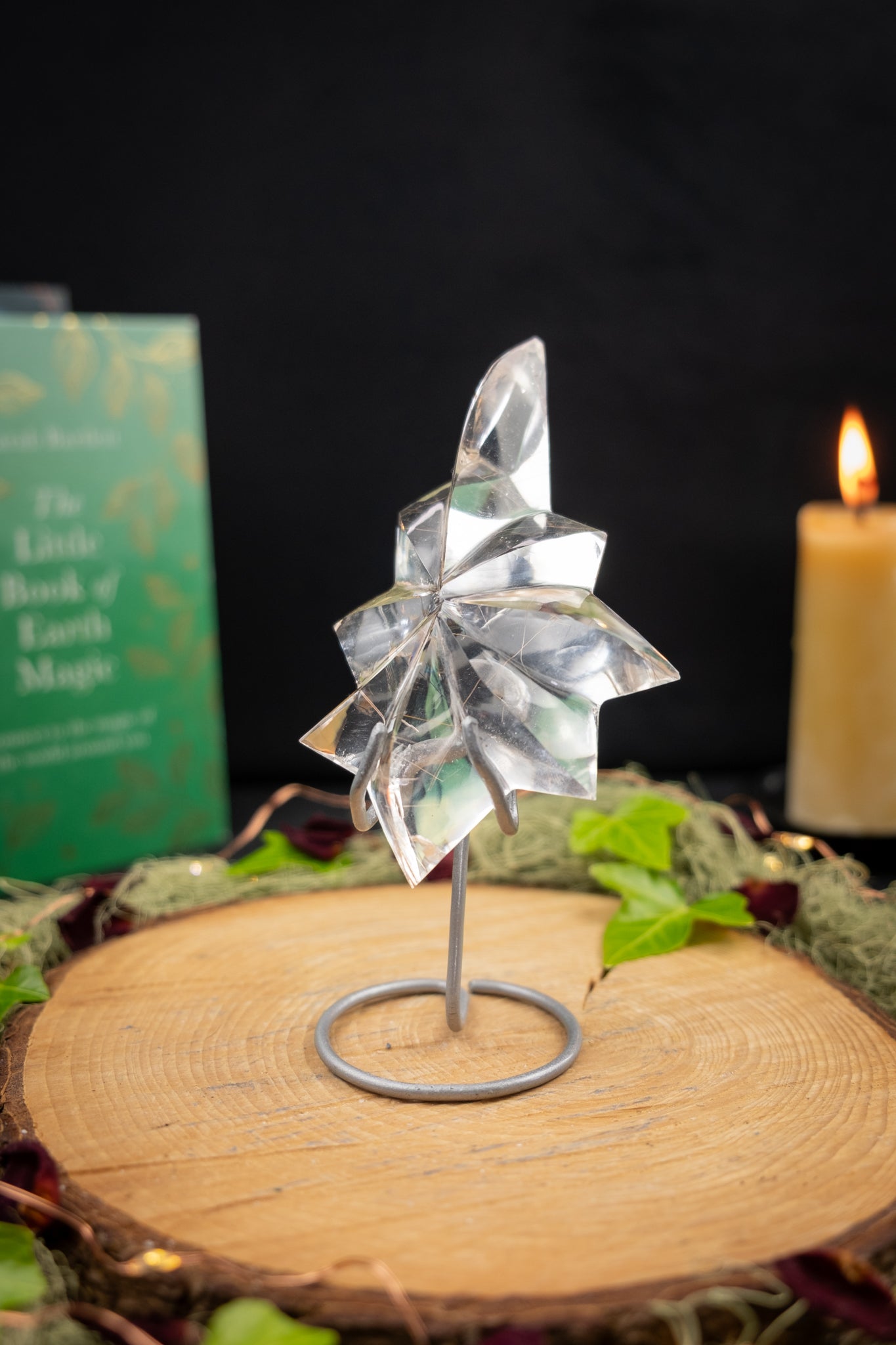 Lemurian Quartz Star with Rutile on Custom Stand