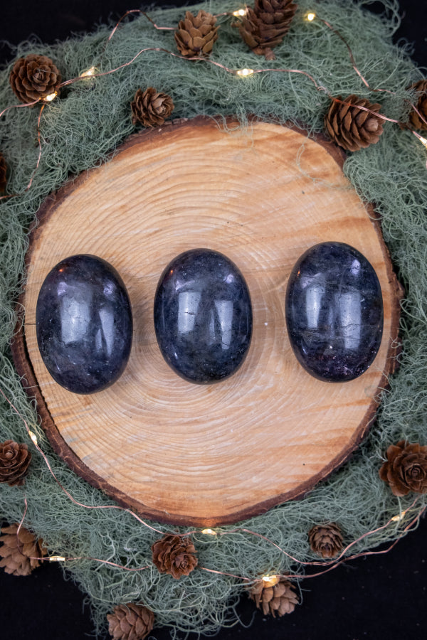 Iolite Water Sapphire Palm Stone, Crystal for Inner Vision, Intuition, Third Eye Healing & Spiritual Awakening