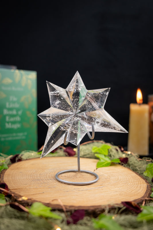 Lemurian Quartz Star with Rutile on Custom Stand