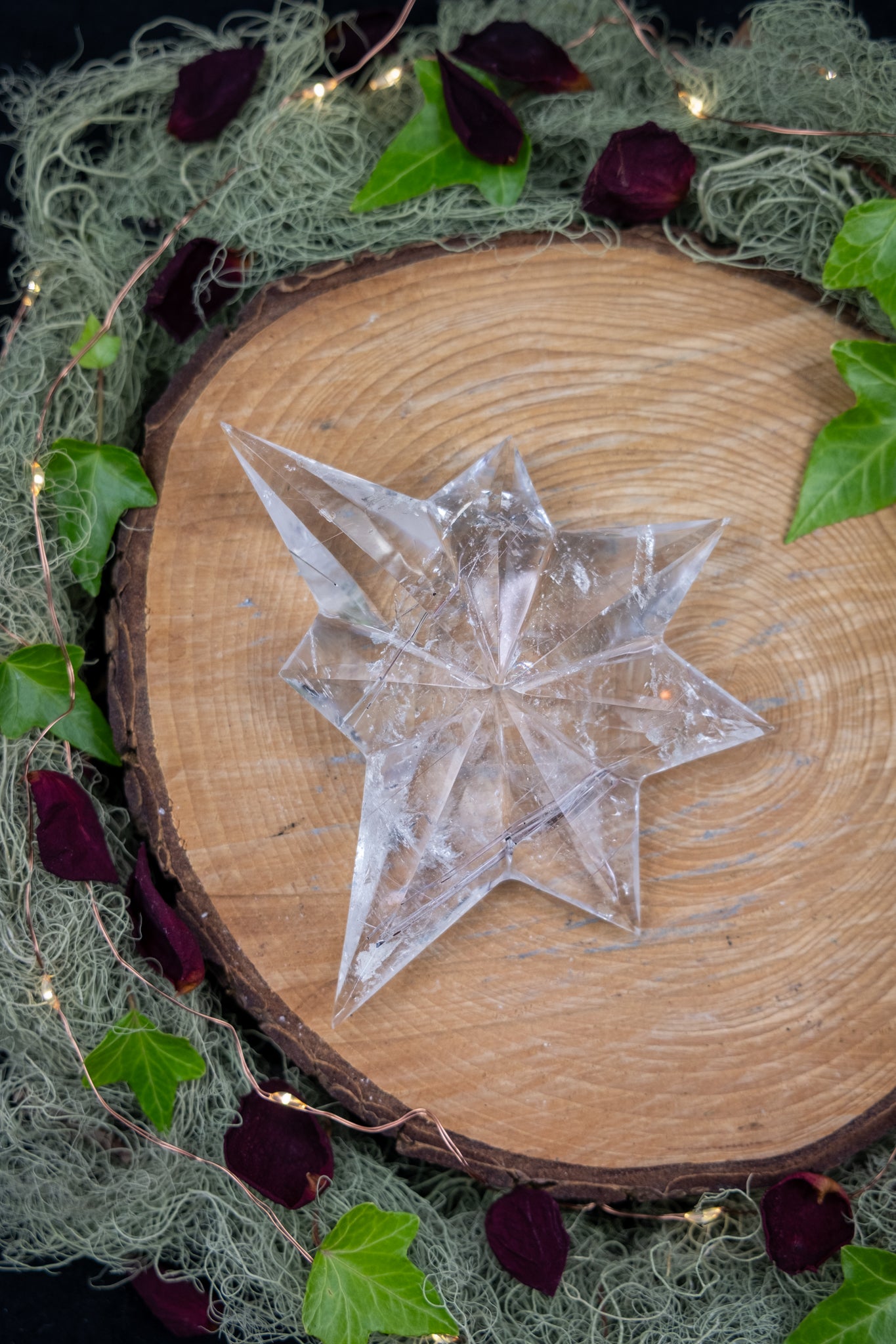 Lemurian Quartz Star with Rutile on Custom Stand