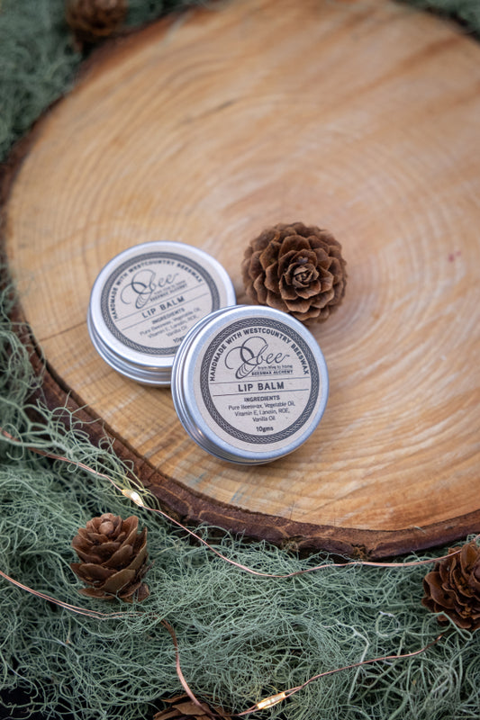 Natural Beeswax Lip Balm, Handmade in Devon, Nourishing Moisture with Vanilla, Vitamin E and Nut Oils