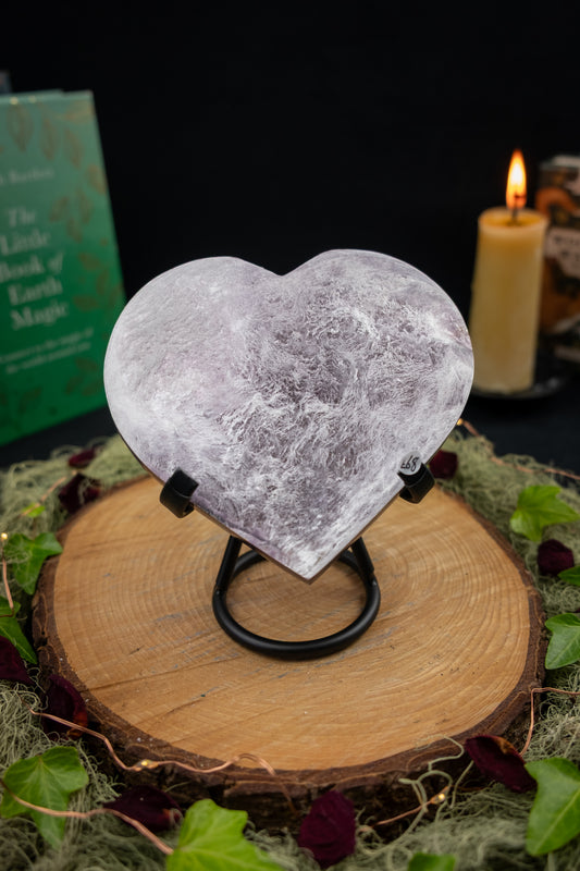 Gem Lepidolite Heart on Stand