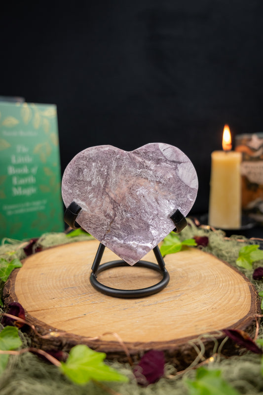 Gem Lepidolite Heart on Stand