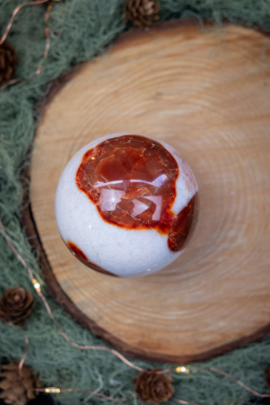 Carnelian Sphere Crystal, Polished Gemstone Ball for Motivation, Creativity and Vitality, Sacral Chakra Healing Stone
