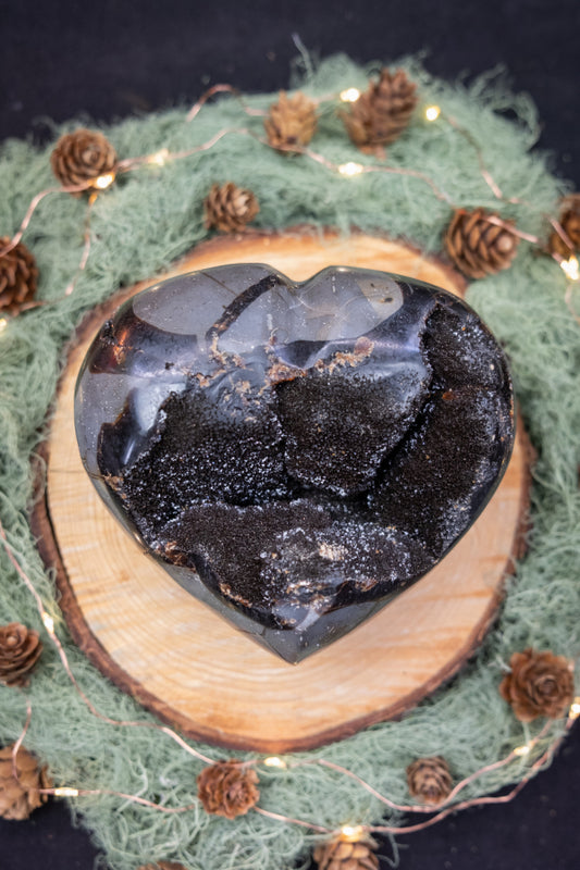 Septarian Heart Crystal, Healing Stone for Grounding, Protection and Emotional Balance