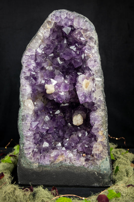 Collector's Amethyst Cathedral with Calcite Flower Formations