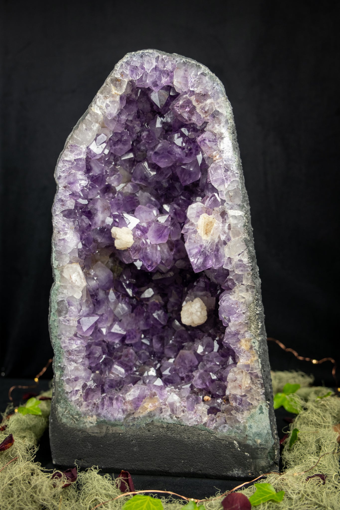 Collector's Amethyst Cathedral with Calcite Flower Formations
