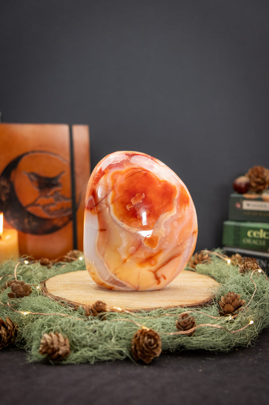 Carnelian Free Form Crystal from Madagascar, Hand Carved Chunky Carnelian Stone for Grounding, Creativity and Confidence