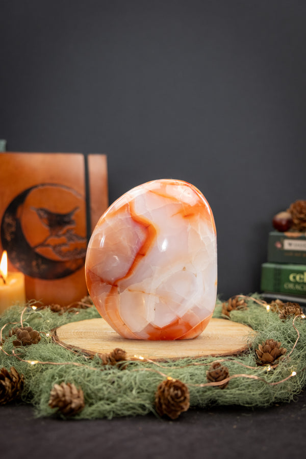 Carnelian Free Form Crystal from Madagascar, Hand Carved Chunky Carnelian Stone for Grounding, Creativity and Confidence