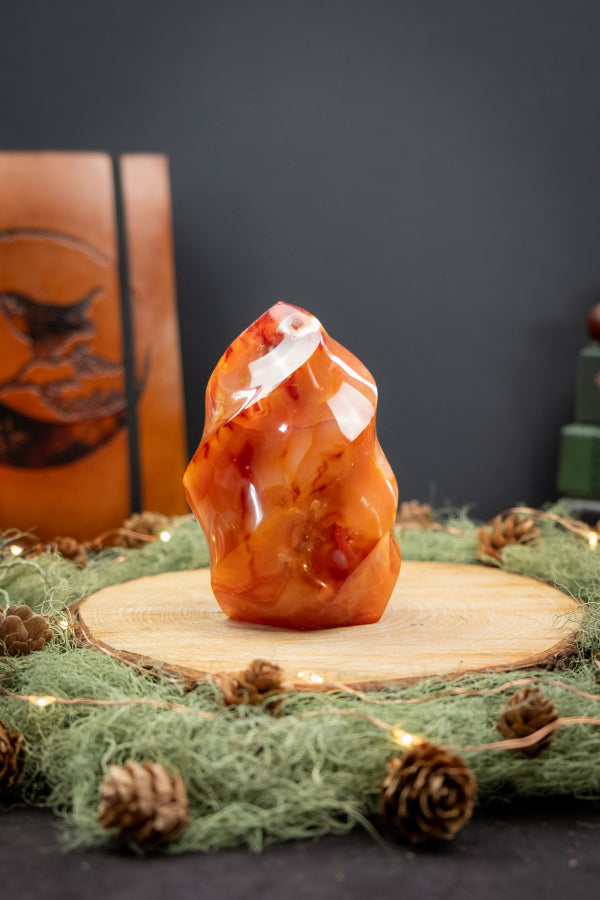 Carnelian Flame Crystal, Hand Carved Carnelian Gemstone, Sacred Fire Energy Stone for Creativity Confidence and Vitality