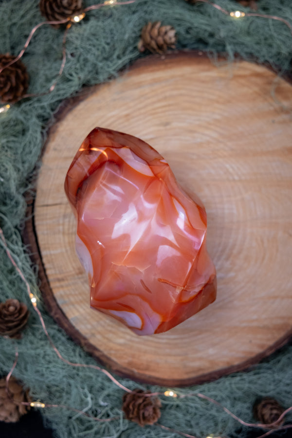 Carnelian Flame Crystal, Hand Carved Carnelian Gemstone, Sacred Fire Energy Stone for Creativity Confidence and Vitality