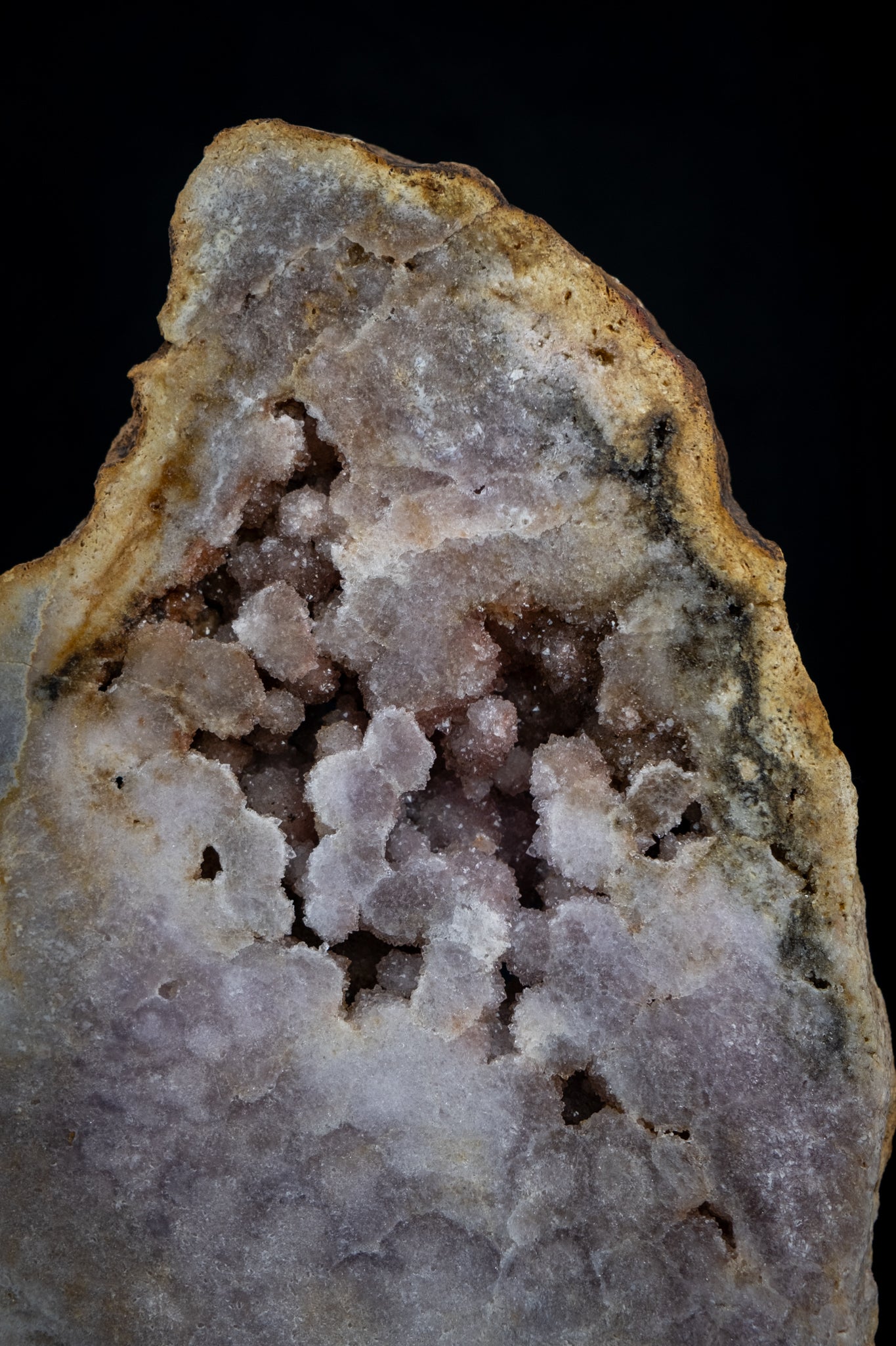 High Grade Pink Amethyst Freeform Slice on Stand