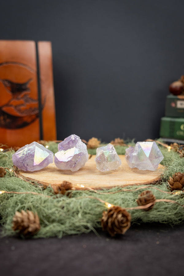 Amethyst Aura Sceptre, Angel Aura Quartz Point, Crystal Stone for Calm and Spiritual Connection, Ethically Sourced from Brazil