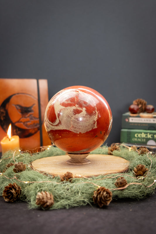 Large Red Jasper Sphere, Grounding Stone for Strength & Stability, Root Chakra Crystal, Ethically Sourced from Madagascar