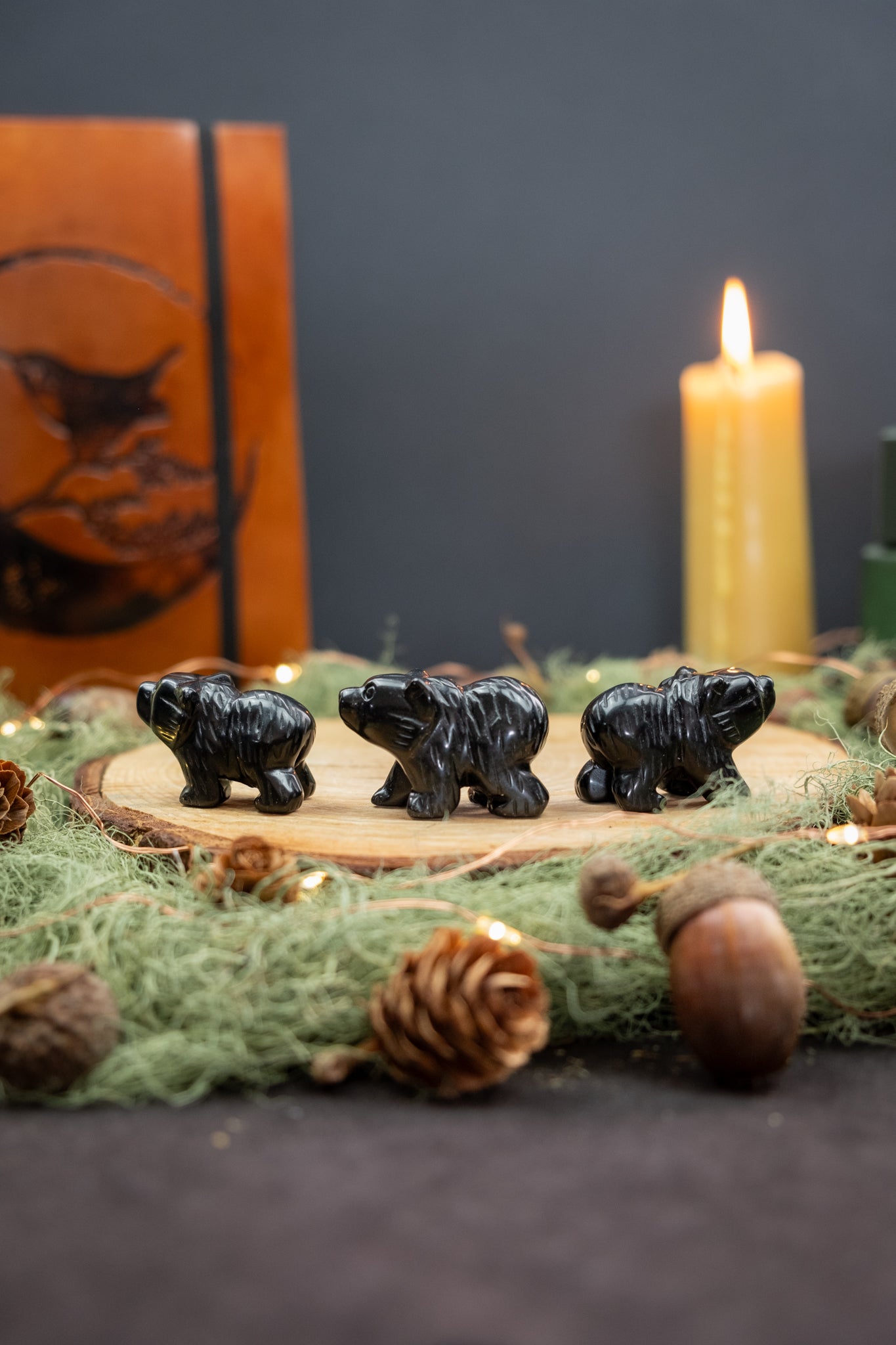 Black Obsidian Crystal Bear Carving, Hand Carved Healing Stone Animal Totem for Protection, Grounding, Strength and Energy Cleansing