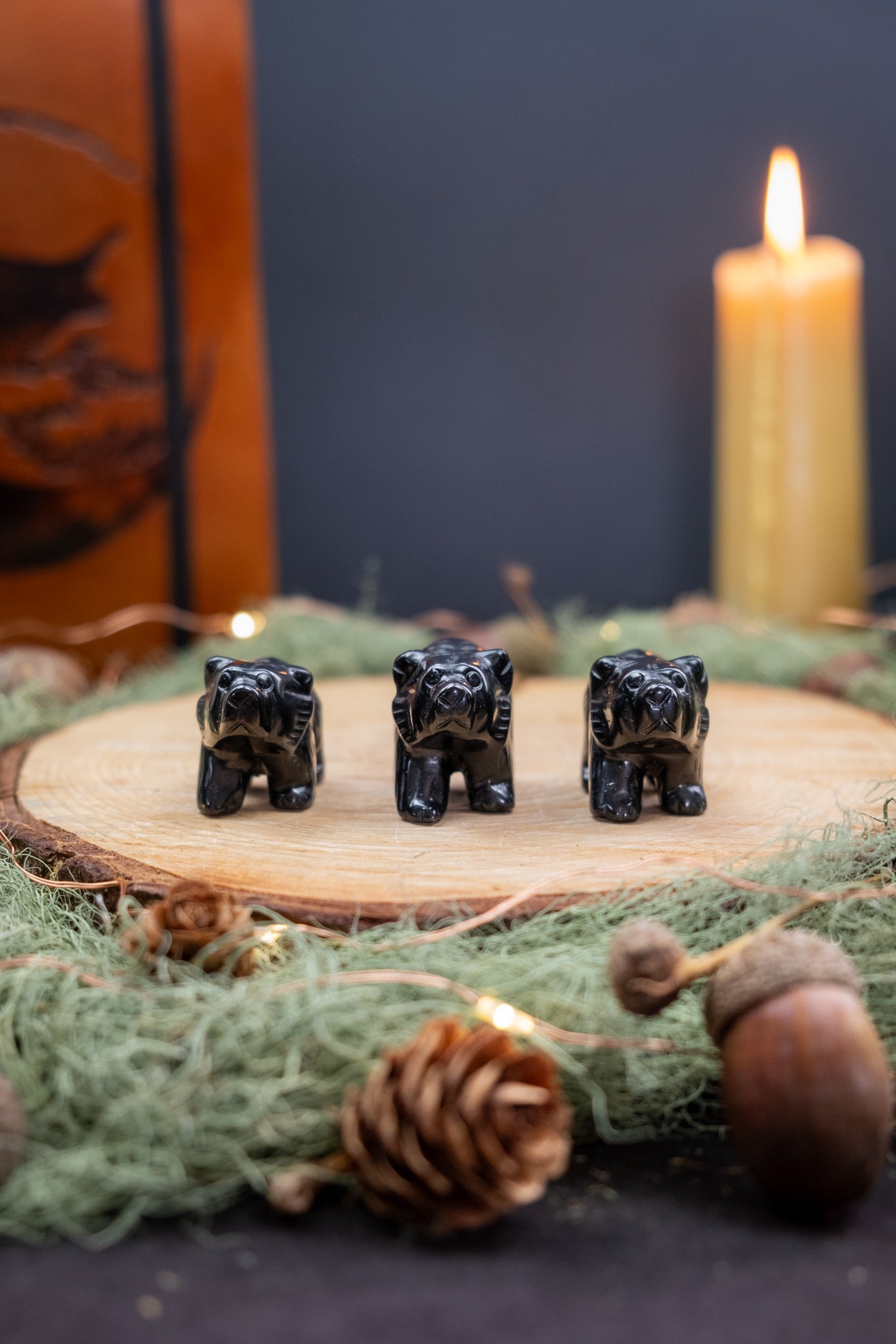 Black Obsidian Crystal Bear Carving, Hand Carved Healing Stone Animal Totem for Protection, Grounding, Strength and Energy Cleansing