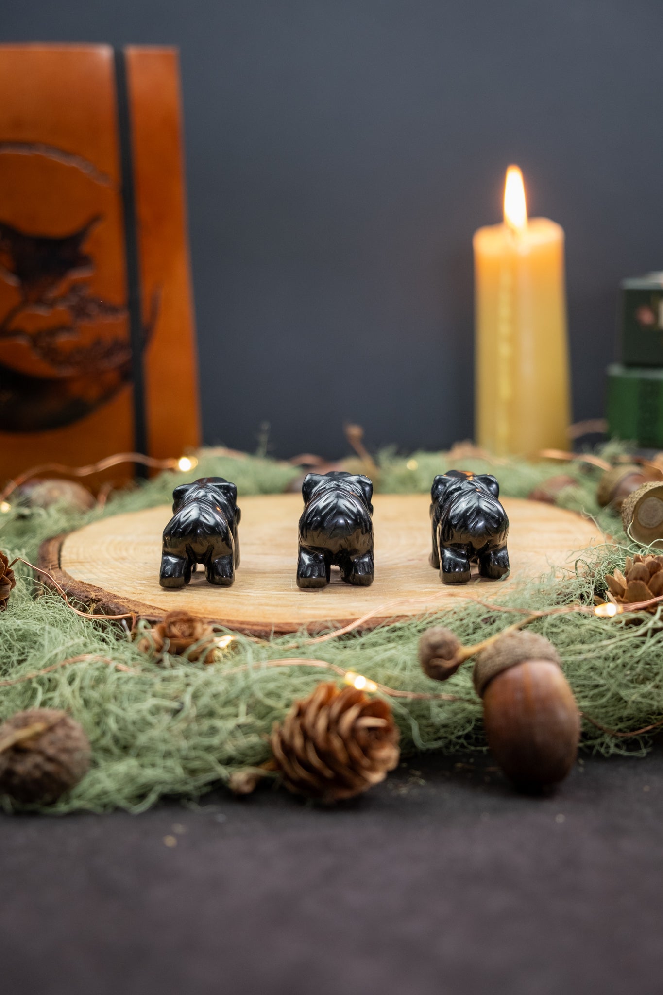 Black Obsidian Crystal Bear Carving, Hand Carved Healing Stone Animal Totem for Protection, Grounding, Strength and Energy Cleansing