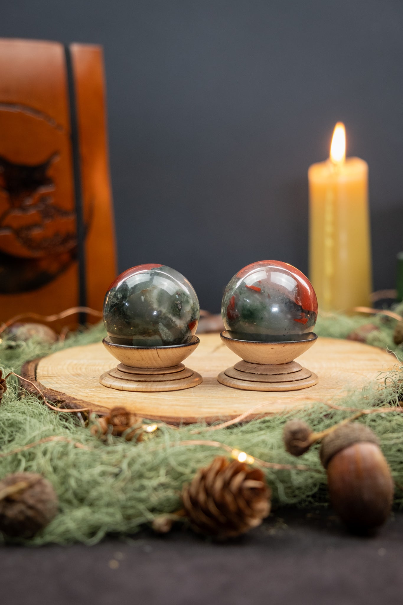 Bloodstone Crystal Sphere, Healing Gemstone Ball for Strength, Protection, Vitality and Courage, Ethically Sourced Natural Bloodstone