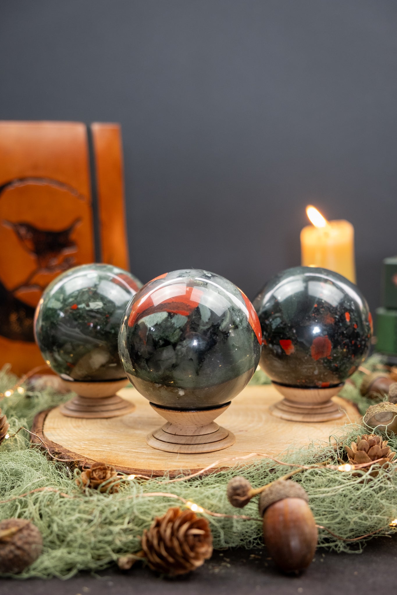 Bloodstone Crystal Sphere, Healing Gemstone Ball for Strength, Protection, Vitality and Courage, Ethically Sourced Natural Bloodstone